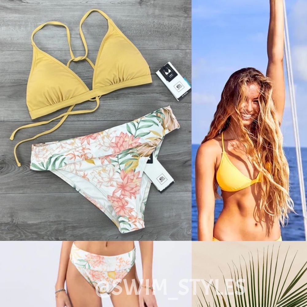 ☀️RIP CURL☀️ CLS SURF ECO XBACK TRI LA BONITA HI WAIST CHEEKY BIKINI SET